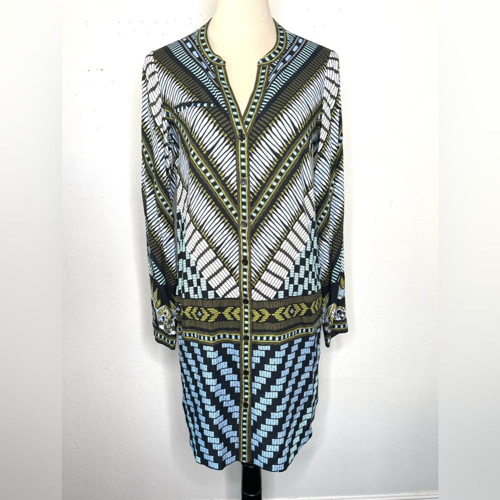 HALE BOB Alette Button Down Shift Mini Dress Chevron Checkered Size XS - Picture 2 of 11